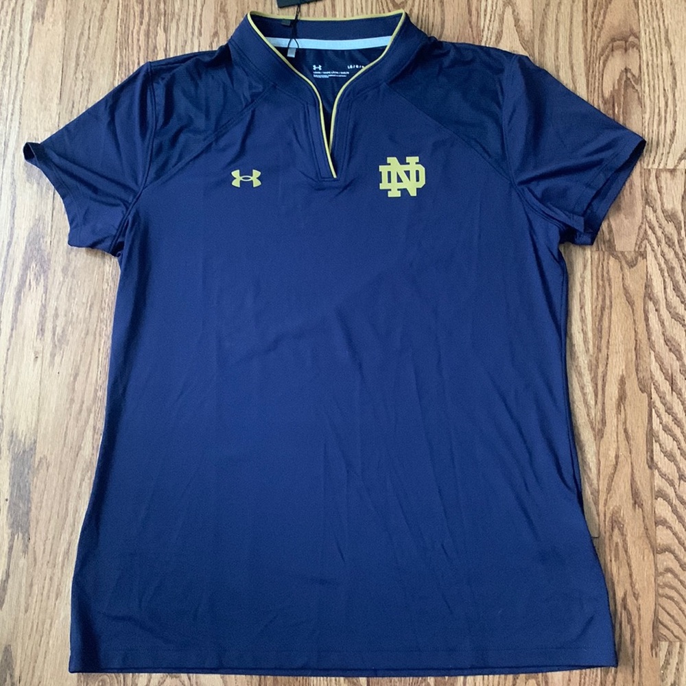 Under Armour Women’s size Large Navy and gold polo.